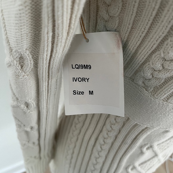 Plenty by Tracy Reese Ivory Cable Knit Sweater Button Front Belted Sz M NWT*X3 - Picture 5 of 8